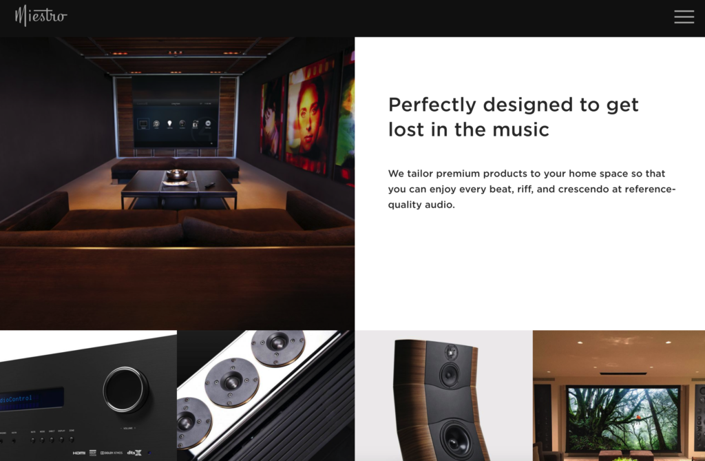 Screenshot of Miestro website on a square grid